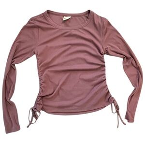 NWT. One Step Up Mauve Long Sleeve Top with Ruched Side Ties